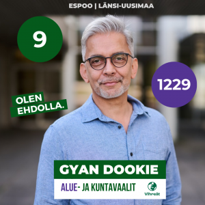 Gyan Tapiolan kirjaston edessä